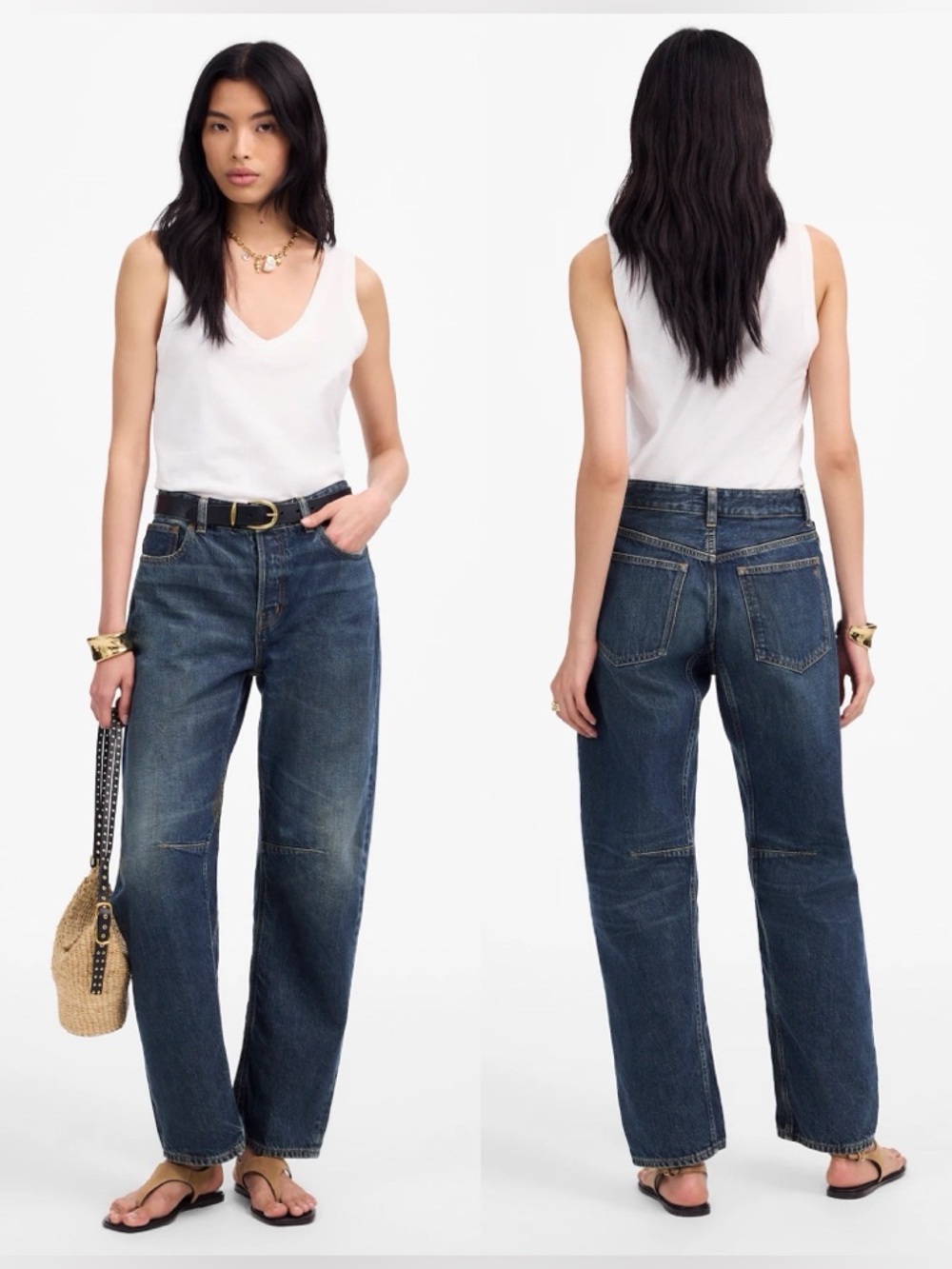 Madewell Darted Barrel Leg Jean Danver Wash Low Slung Button Fly Size 26 NWT